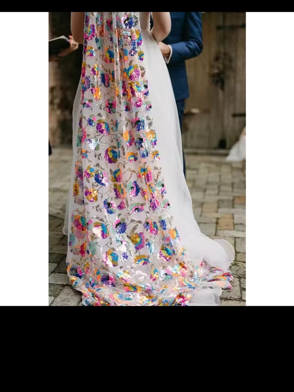 Multicolor Sequin Floral Bridal Veil